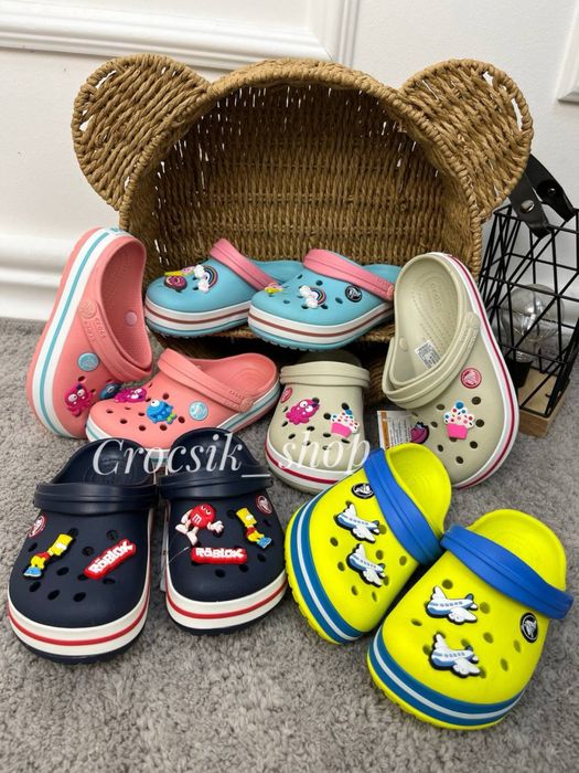 Дитячі крокси сабо crocs crocband kids stucco/ melone