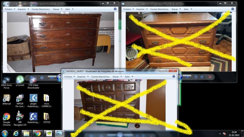 Cómoda de quarto antiga