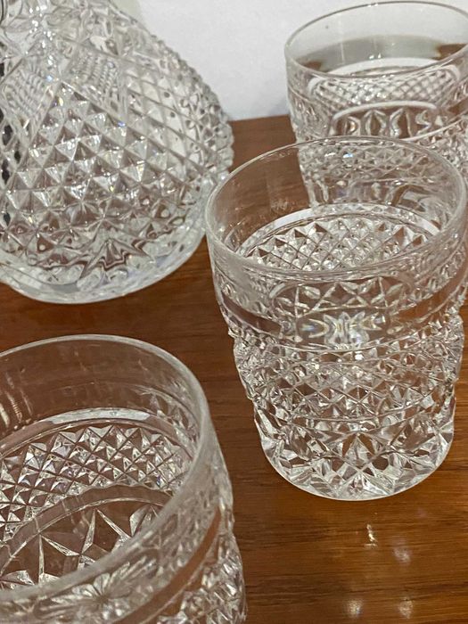 Conjunto de Decanter de cristal + 6 copos