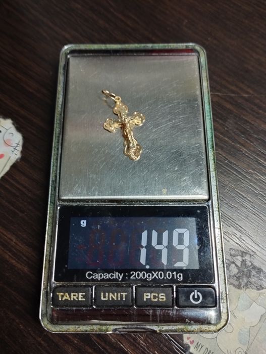 Золотой крестик 1.49 грамма