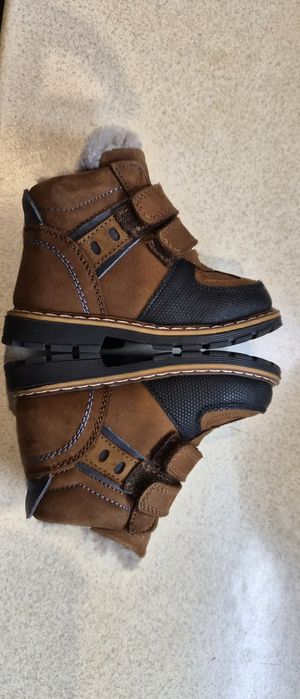 Шкіряні зимові дитячі черевики, хутро, 13.5 см, 22 розмір