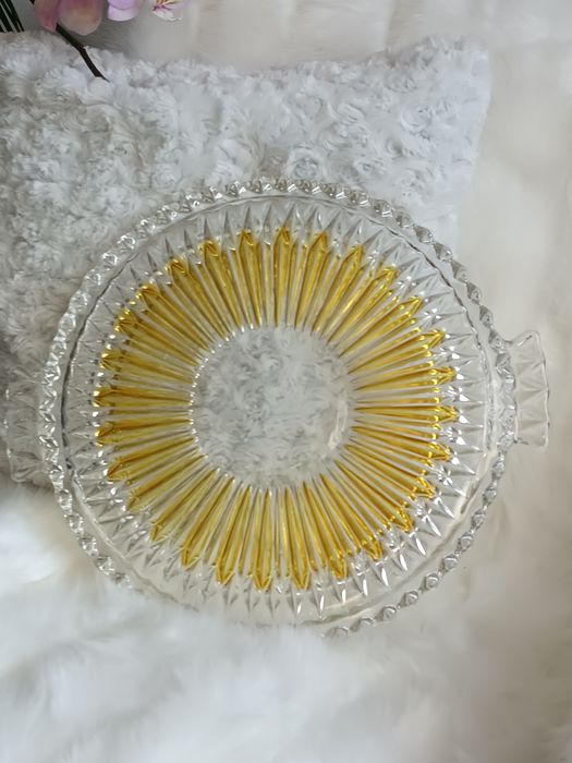 33 cm. Patera talerz tortownica szkło kryształowe