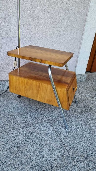 Podłogowa Lampa ze stolikiem TYP LG-01 Design PRL lata 50 Bauhaus