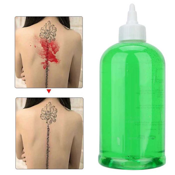Tatuagens tintura green soap 1000ml par limpeza higiene antes e depois