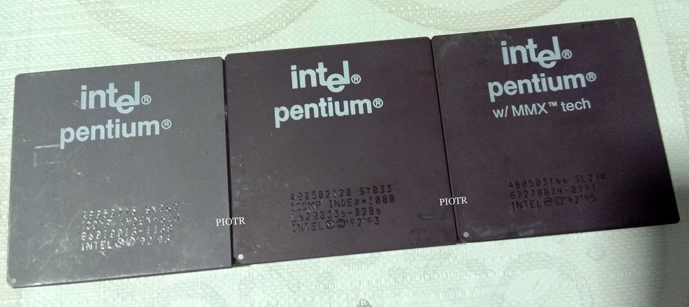 Trzy sprawne procesory Intel Pentium 75,120 i 166MMX