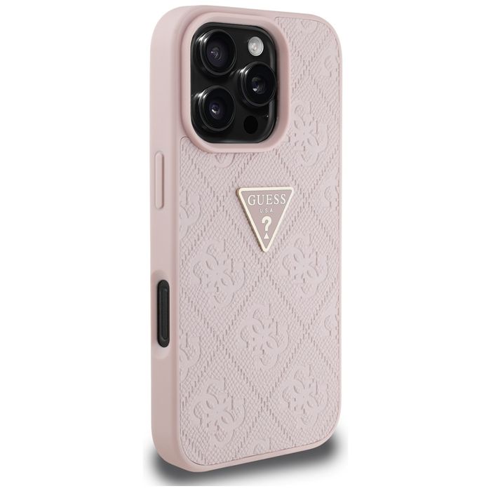 Etui Guess Hot Stamp 4G Pattern Metal Logo do iPhone 16 Pro Max różowy