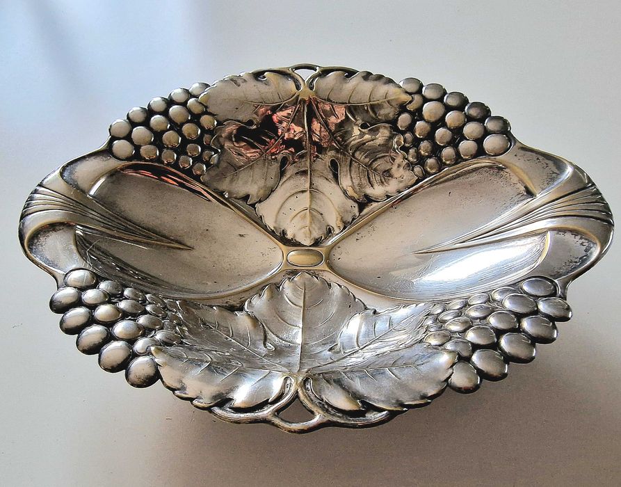Przepiękna srebrzona patera na owoce Art Nouveau - Secesja