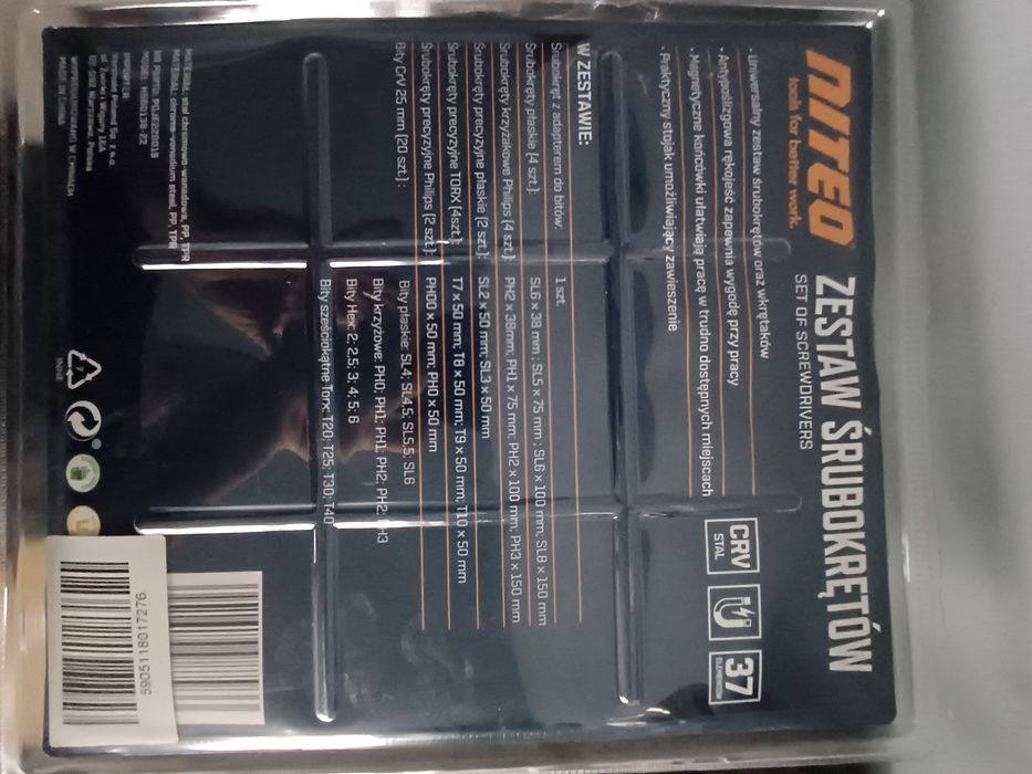 Niteo zestaw śrubokrętów 37 elementów