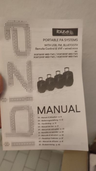 Sistema de som / coluna portátil Ibiza Sound PORT8VHF-MKII-TWS