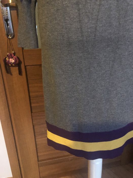 Sukienka z dzianiny szara z golfem LA Knit rozm 36/ 38 S/ M