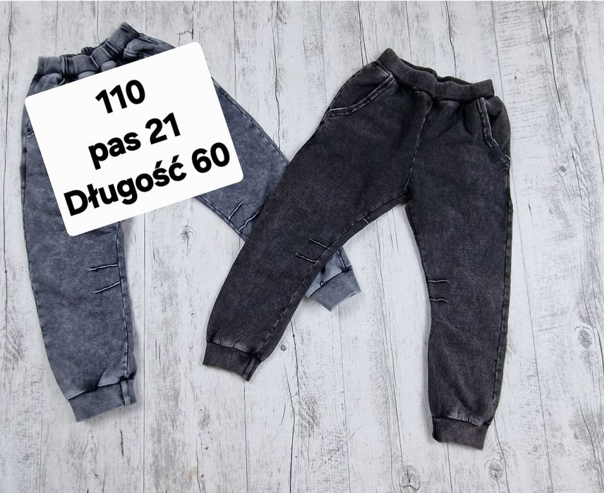 Spodnie 104/110 dekatyzowane mimi bawełniane chłopięce bojowki  czarny