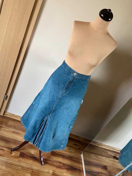 Duzy rozmiar nowa 54 56 +size xxxxl spodnica jeans dzins midi za kolano