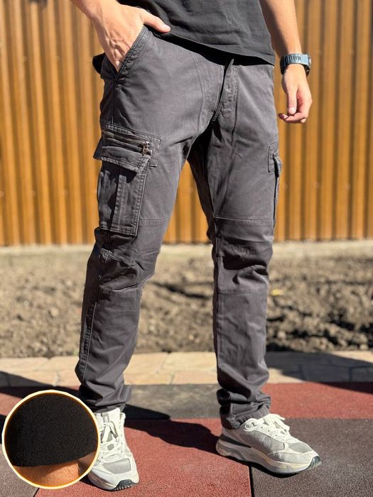 Штани чоловічі карго Loshan утеплені чорні олива сірі