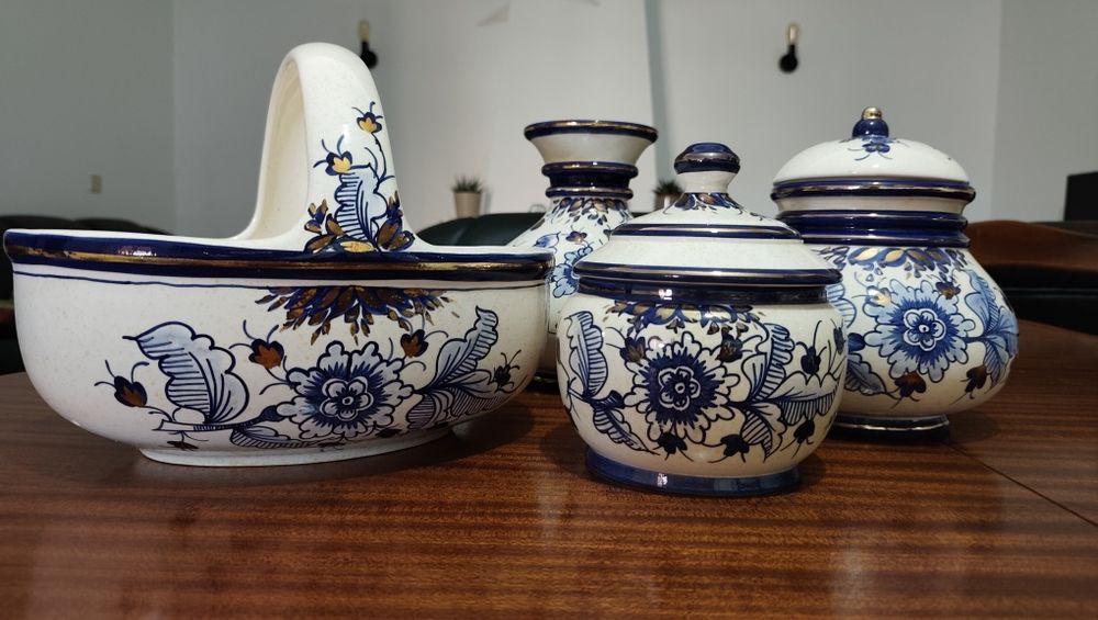 Conjunto Cerâmicas de Alcobaça – Pintado à Mão | 4 Peças Originais