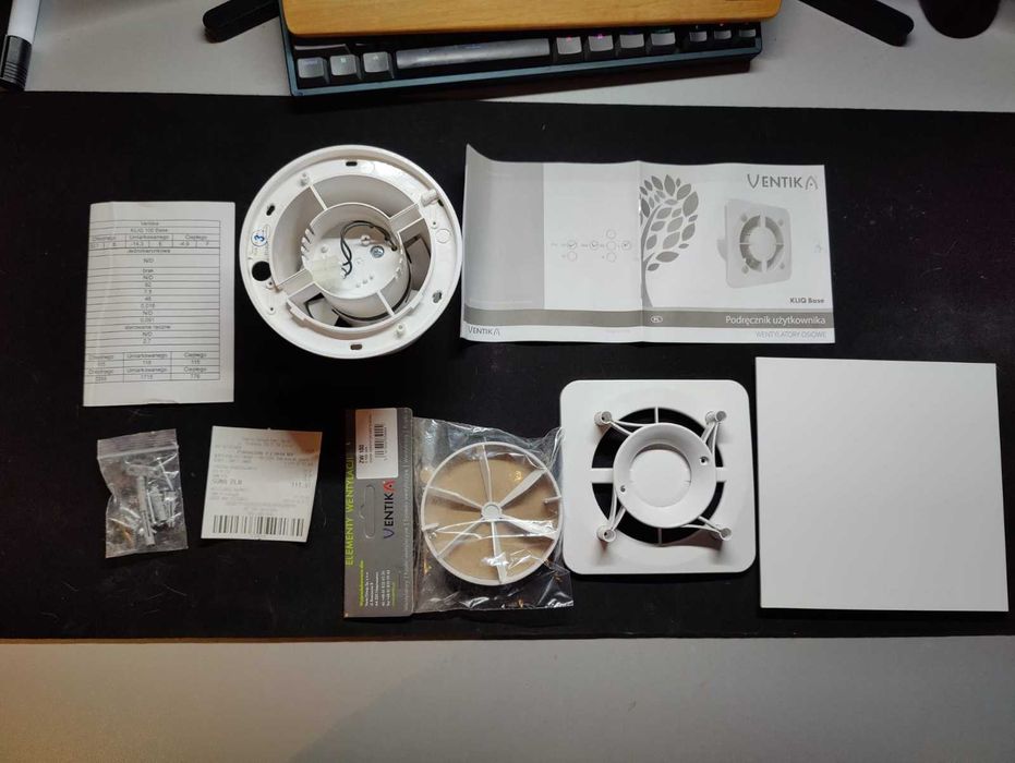 Wentylator łazienkowy FI100 cichy 26dB 82m3/h biały + gratis zawór