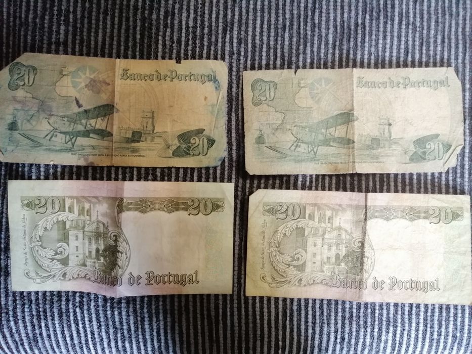 Notas de 20 escudos 1964, 1978 | moedas de 20 Reis