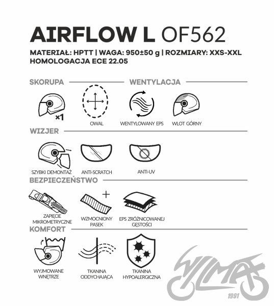 Kask LS2 OF616 AIRFLOW II na motor/ skuter / ATV, QUAD, otwarty, nowy
