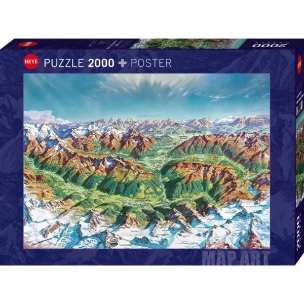 Alpejski świat (Puzzle+plakat), 2000el. Heye. Nowy Produkt