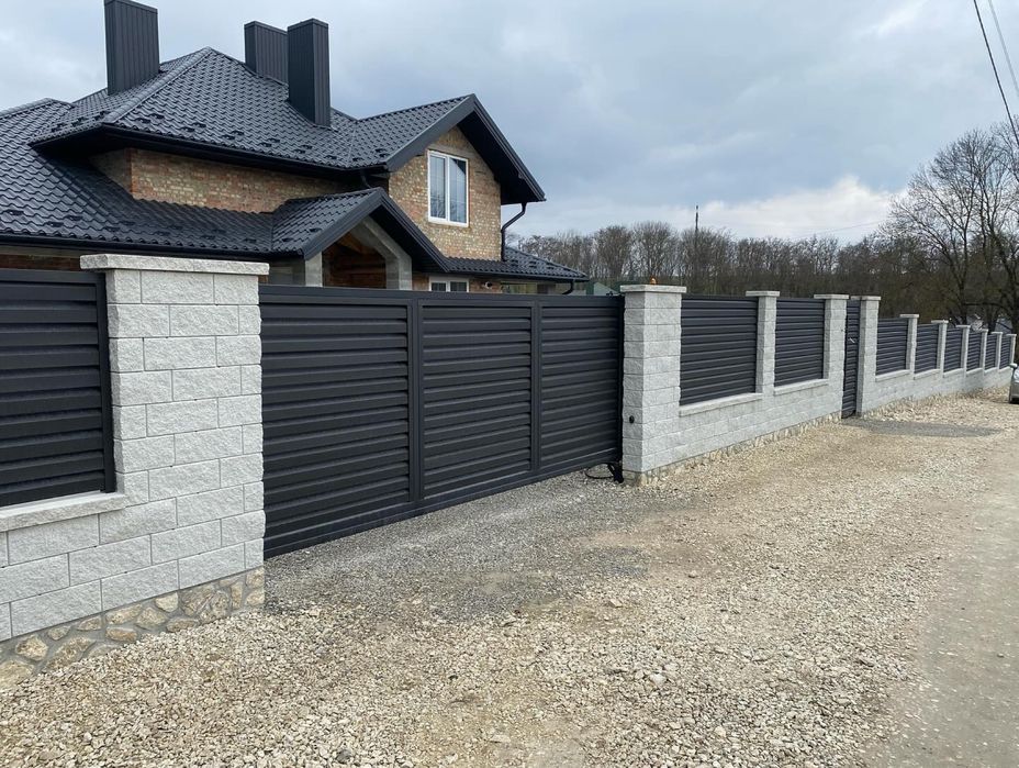 Металеві паркани під ключ, Штахетник, Хвіртка, Ворота відкатні