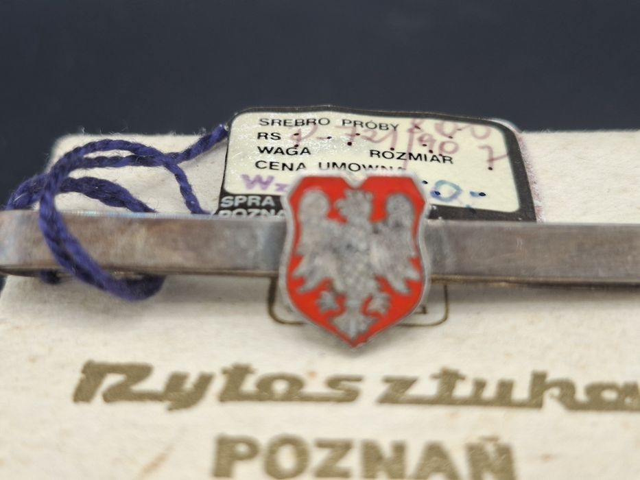 Rytosztuka Poznań srebrna spinka Orzeł Ag 800 PRL Cepelia
