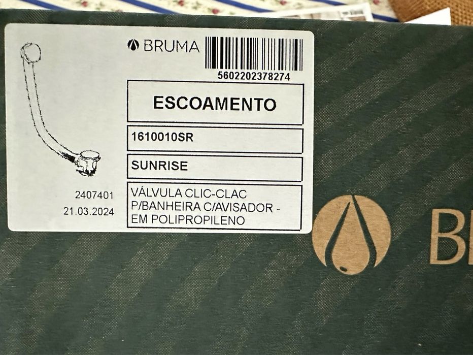 Vávula de Banheira, Bruma Sunrise (Nova)