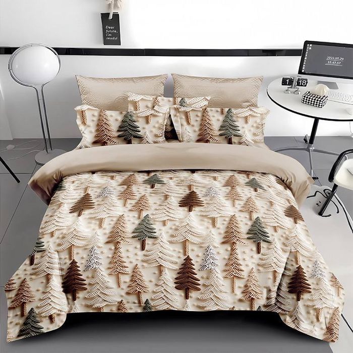 На подарунок! Новорічна святкова постільна білизна постель фланель 5D