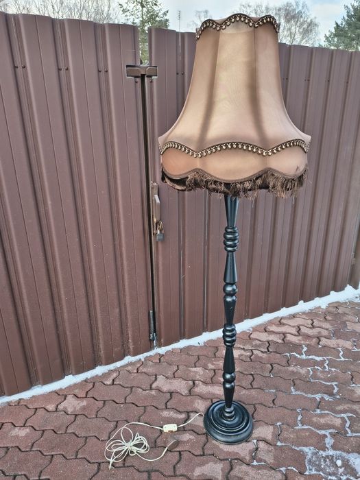 Lampa stojąca z abażurem retro vintage prl
