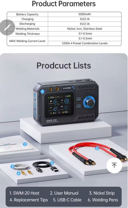 Точечная сварка Fnirsi SWM-20 SWM-10 для аккумуляторов