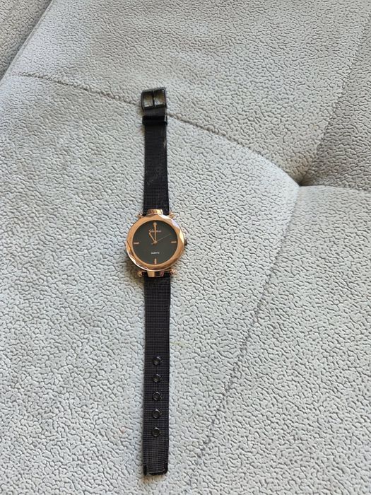 Elegancki zegarek damski czarny + rose gold minimalistyczny