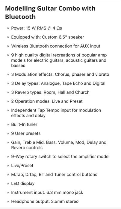 Combo Moor Hornet BT 15 WTTS