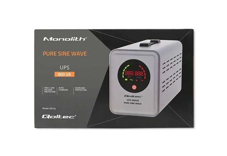 Джерело безперебійного живлення (ДБЖ) Qoltec PURESINEWAVE 800 інвертор