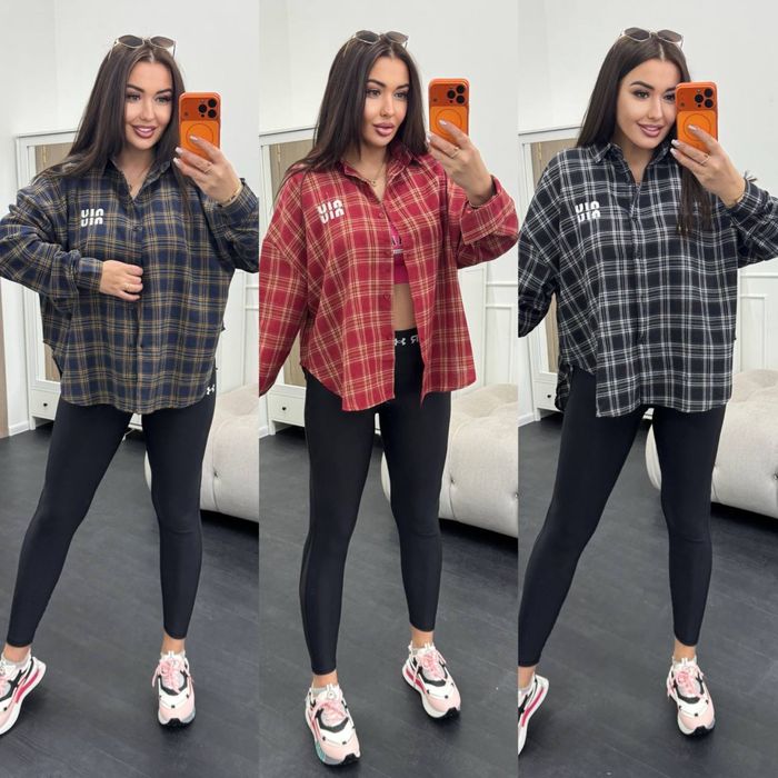 Жіноча стильна сорочка у клітинку