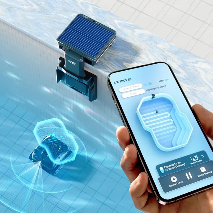 Combo Robot Aspirador Piscina Wybot S3 Solar + Skimmer Wybot F1 - Usados