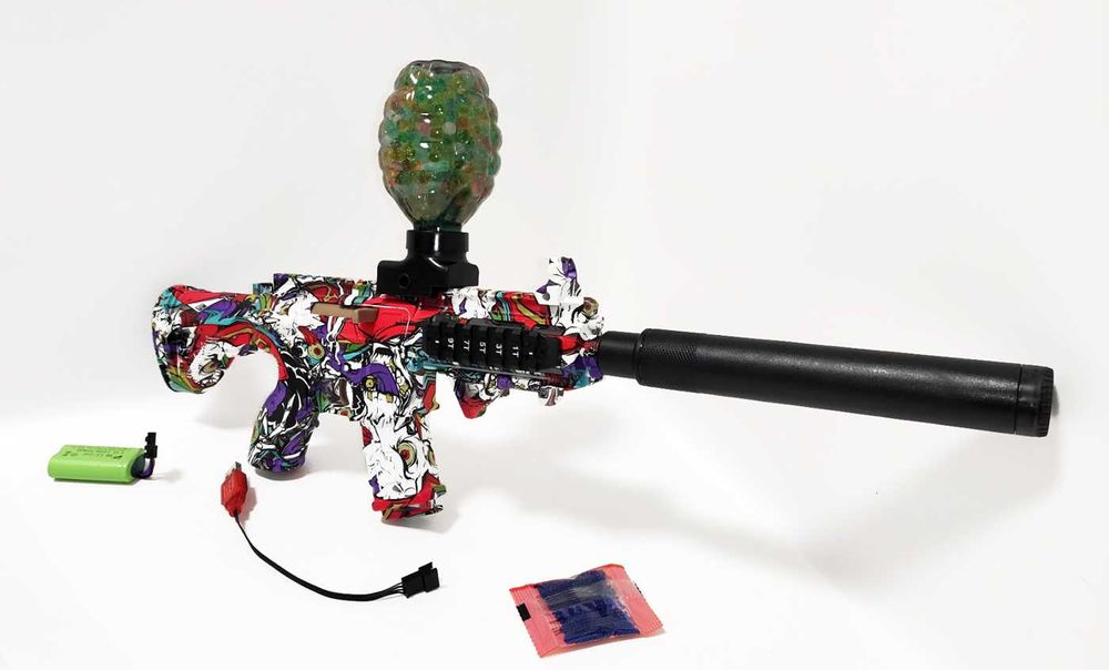 Автомат на орбізах М416 Graffiti Red з глушником, що світиться, 7.4V