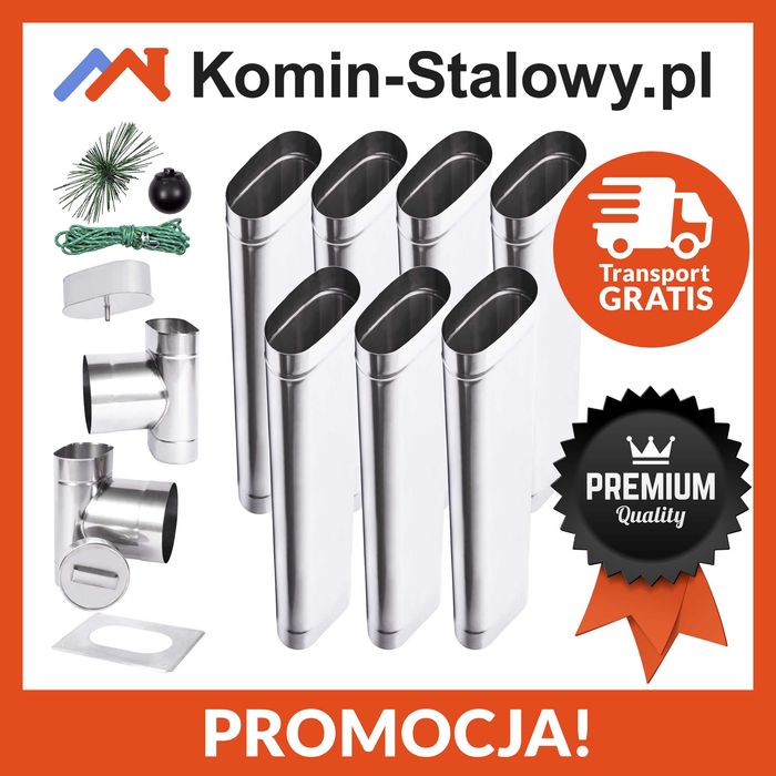 Wkład Kominowy Owalny - do komina - Zestaw Fi 100x210 /7 m/1 mm - Kwaso-żaroodporny (ekogroszek, węgiel, drewno, pellet) - Szybka realizacja