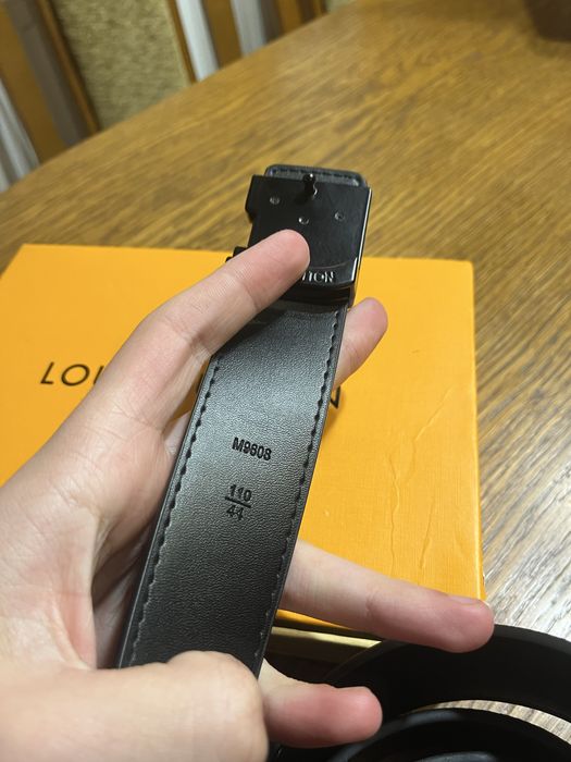Louis Vuitton pasek skórzany – czarny, klamra LV