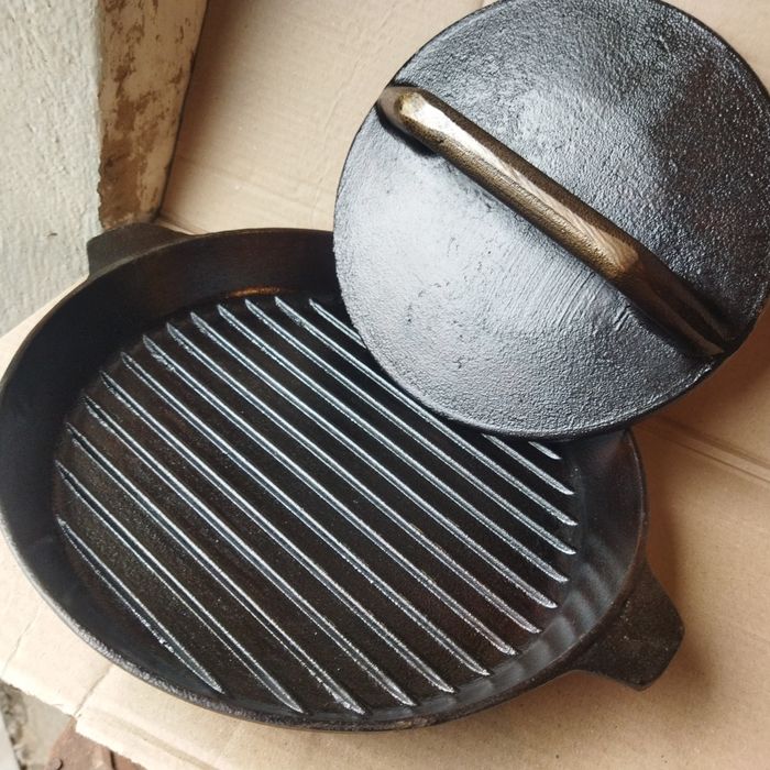 Чугунная сковорода гриль СССР сковорідка чавунна