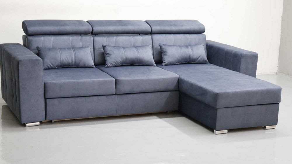 TGR NAROŻNIK funkcja spania pojemnik regulowane zagłówk niebieskoszary