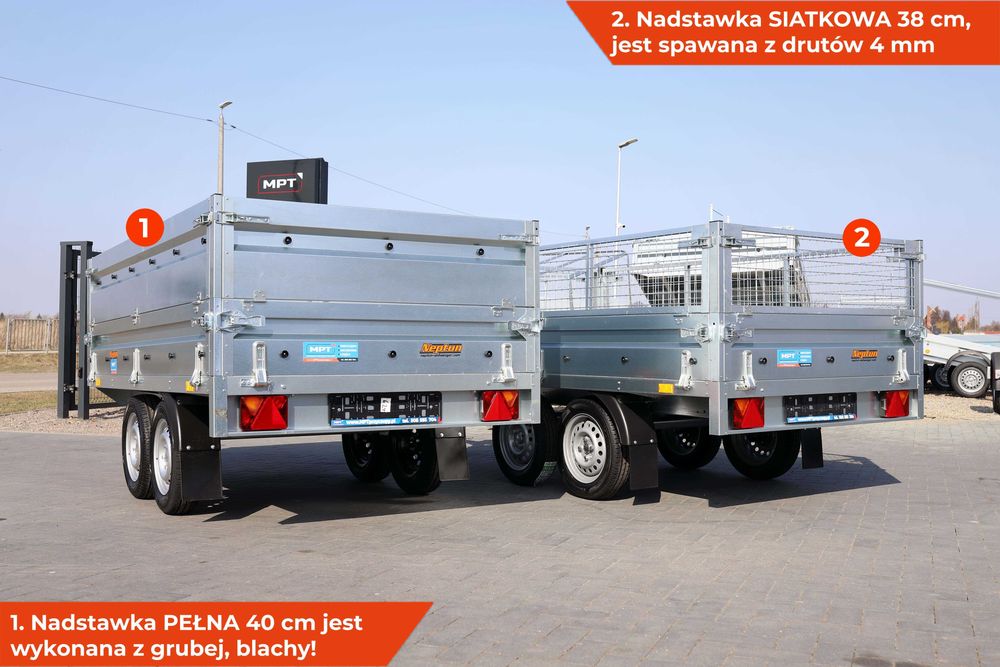 750 kg przyczepa samochodowa lekka 263x145 Neptun NADSTAWKA pełna BIS