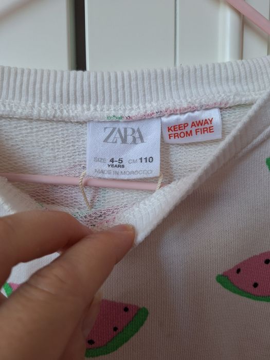 Bluza Zara 110 biała różowa arbuzy