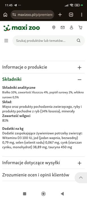 Karma dla kota tacka