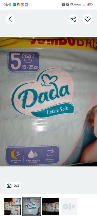 Pieluchy Dada jumbobag extra soft do 12 godz suchości pampersy rozm 5