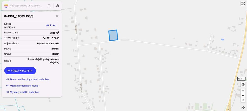 Działka Barcin Wieś 155/3 - 3043 m2