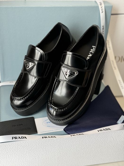 Mokasyny Prada black leather