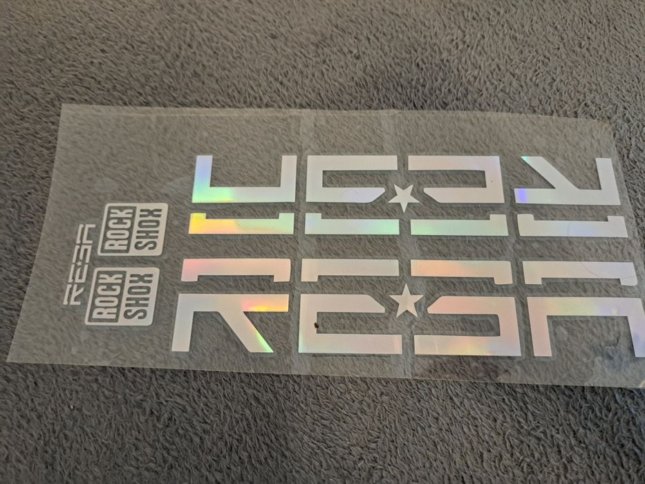 RockShox REBA Naklejki Amortyzatora Odblaskowe Srebrne Kameleon NOWE