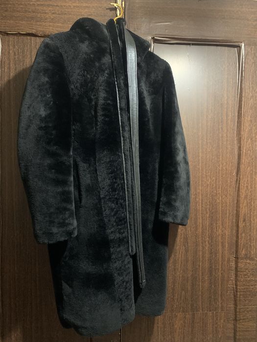 Шуба мех мутон(овчина)чёрного цвета