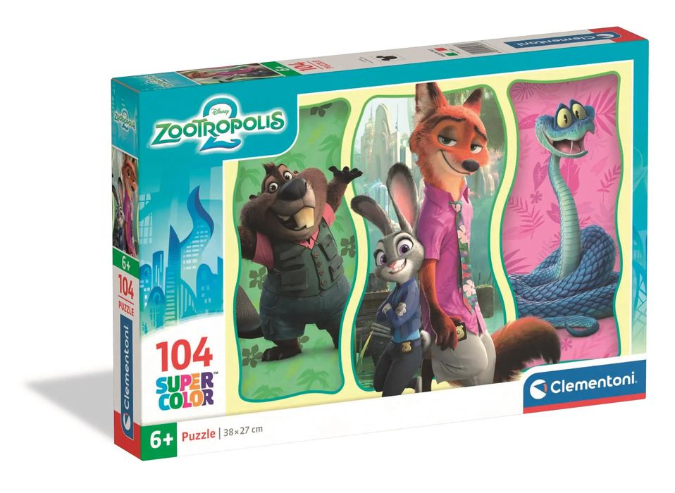 Puzzle 104 Super kolor Zootopia 2 25081. Clementoni