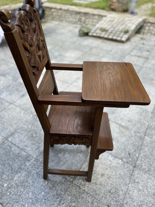 Krzeselko do karmienia dziecka drewniane dąb recznie wykonane