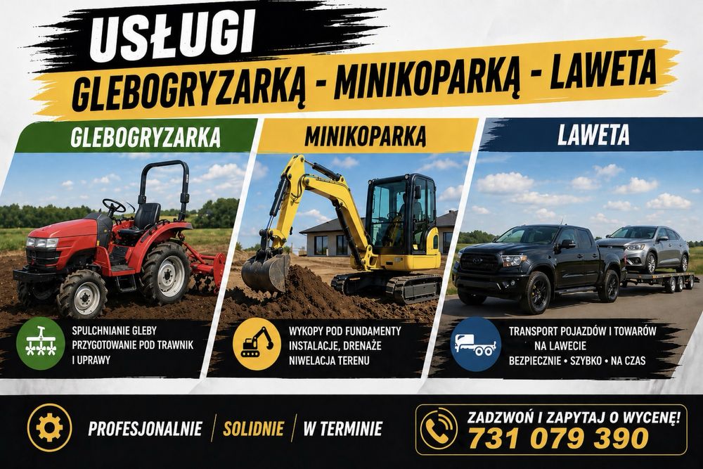 Usługi remontowo-budowlane + minikoparka | Glebogryzarka | szybkie terminy | darmowa wycena