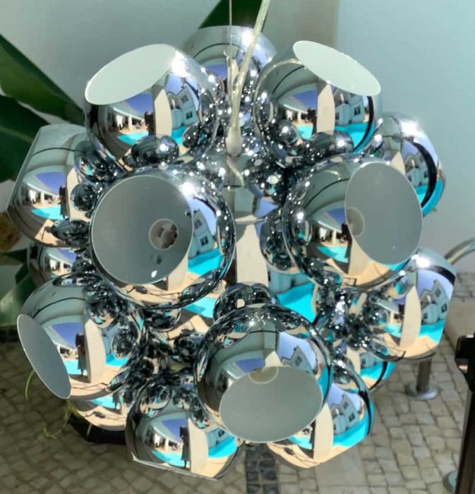 Candeeiro Suspensão Sputnik Cromado – 22 Luzes – Novo
